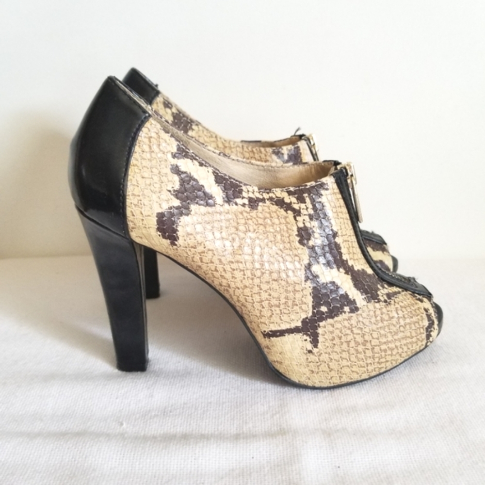 Michael Kors Reptile Patent Open Toe Bootie - Picture 1 of 9